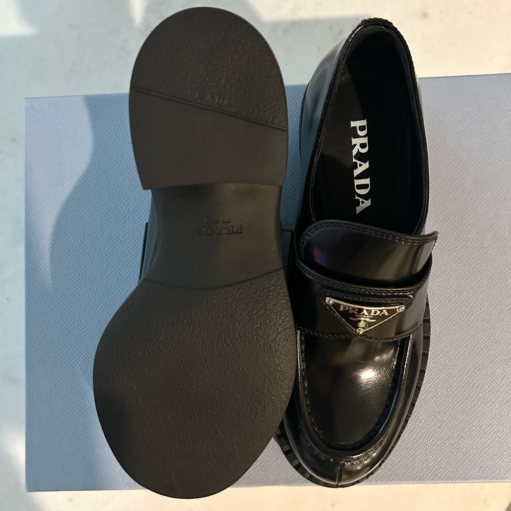 Prada Chocolate Brushed Leather Loafers - Size 6 - Picture 5 of 5
